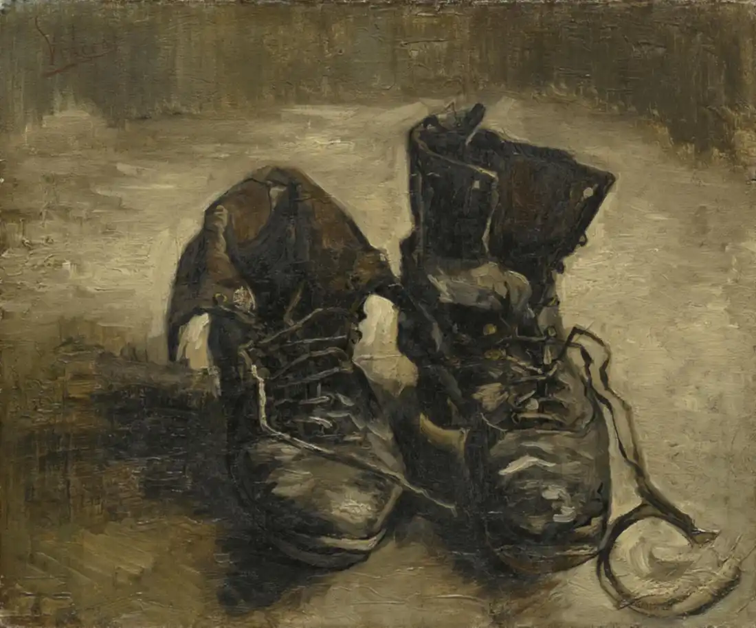 Cuadro de Vincent van Gogh de 1886 con un par de botas de piel gastadas y desatadas